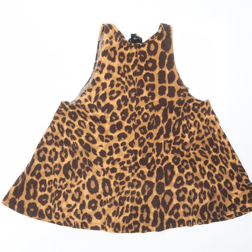 ASOS Womens Brown Animal Print Polyester Camisole Tank Size 8 Scoop Neck