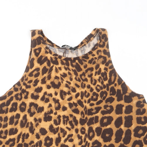 ASOS Womens Brown Animal Print Polyester Camisole Tank Size 8 Scoop Neck