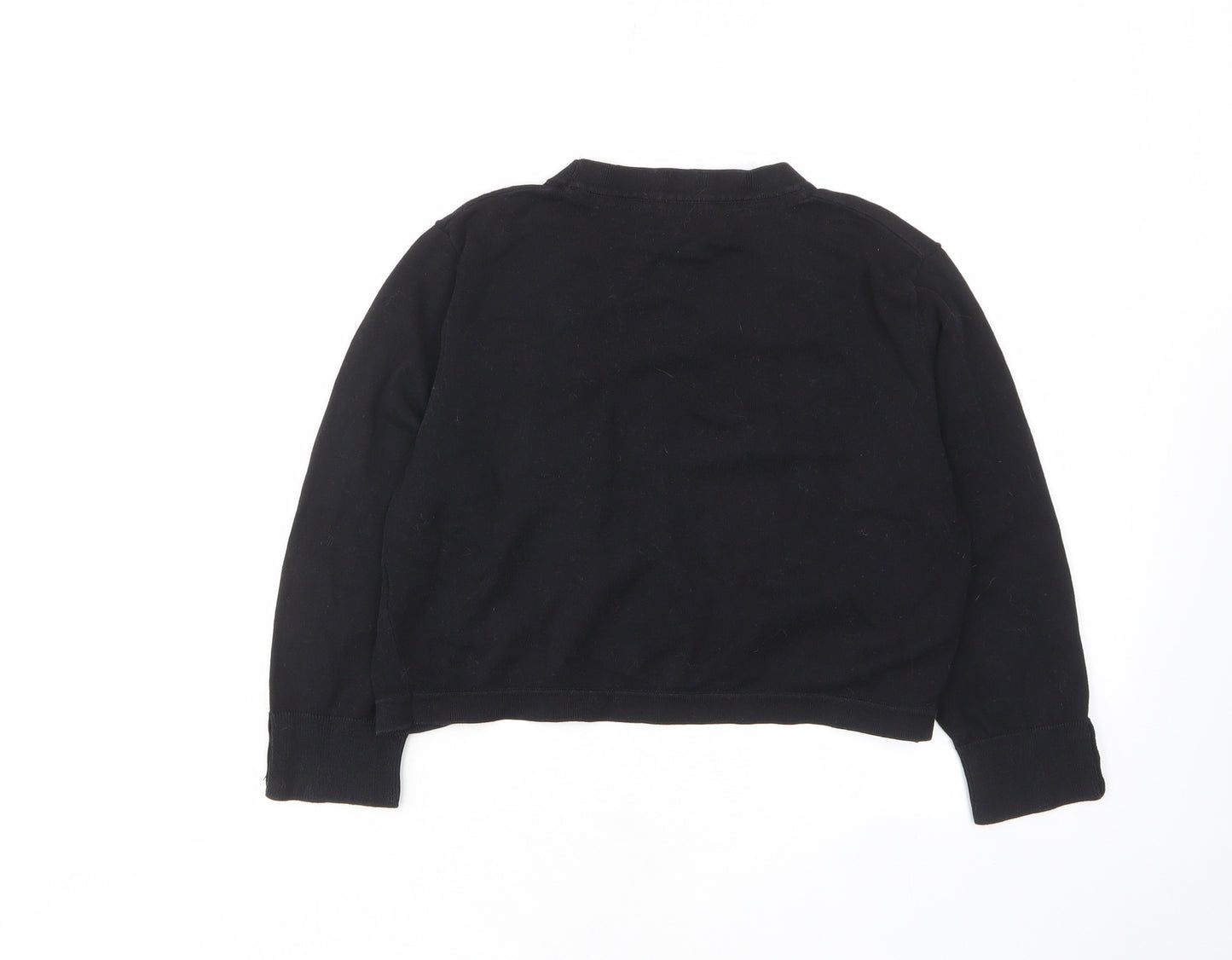 Monsoon Womens Black V-Neck Cotton Cardigan Jumper Size 12 - Cropped, Open