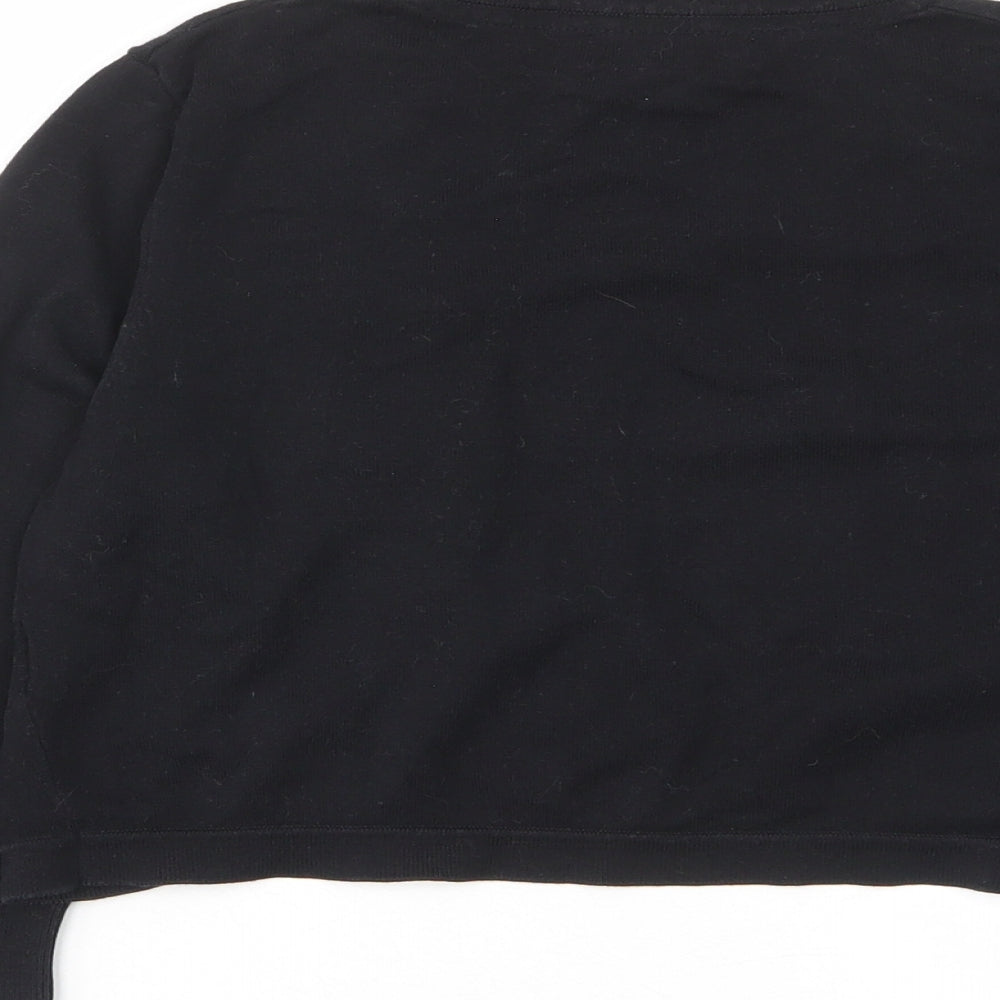 Monsoon Womens Black V-Neck Cotton Cardigan Jumper Size 12 - Cropped, Open