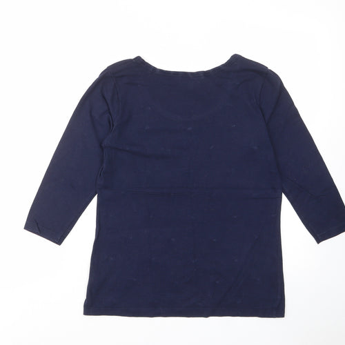 Dickins & Jones Womens Blue Cotton Basic T-Shirt Size S Scoop Neck - Studded