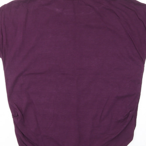 NEXT Womens Purple Striped Viscose Basic T-Shirt Size 8 Crew Neck - Ruched Sides