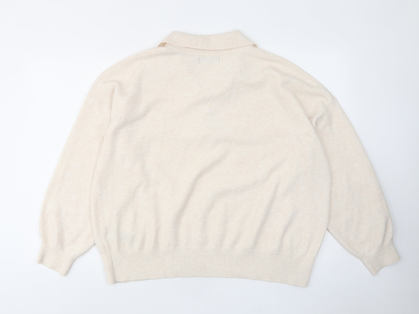 Mark Alexander Womens Beige V-Neck Polyester Pullover Jumper Size XL - Collared