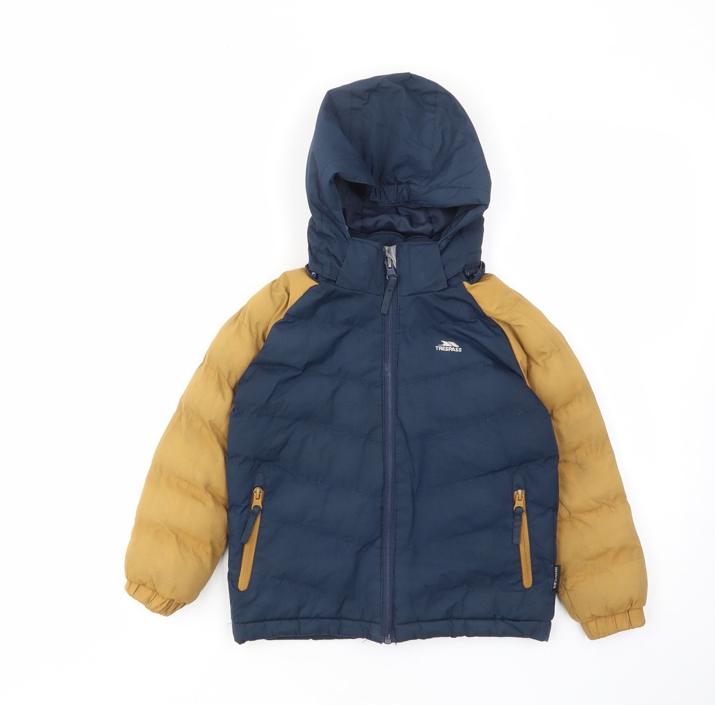 Trespass Boys Blue Basic Coat Coat Size 2-3 Years Zip - Zip Pockets, Logo, Embroided
