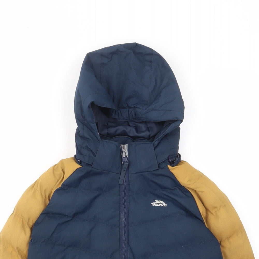 Trespass Boys Blue Basic Coat Coat Size 2-3 Years Zip - Zip Pockets, Logo, Embroided