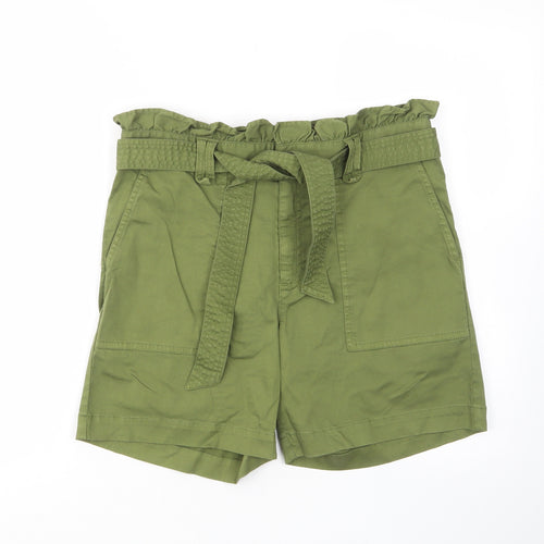 Studio Womens Green Cotton Bermuda Shorts Size 28 in L7 in Regular Zip - Pockets, Belt Loops, Elastic waist, Belted