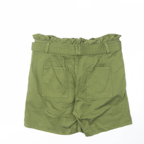 Studio Womens Green Cotton Bermuda Shorts Size 28 in L7 in Regular Zip - Pockets, Belt Loops, Elastic waist, Belted