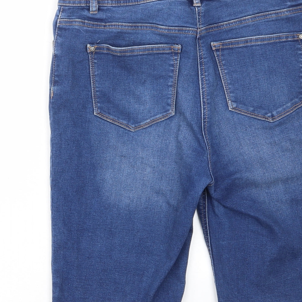 Matalan Womens Blue Cotton Bermuda Shorts Size 12 L13 in Regular Zip - Pockets, Belt Loops