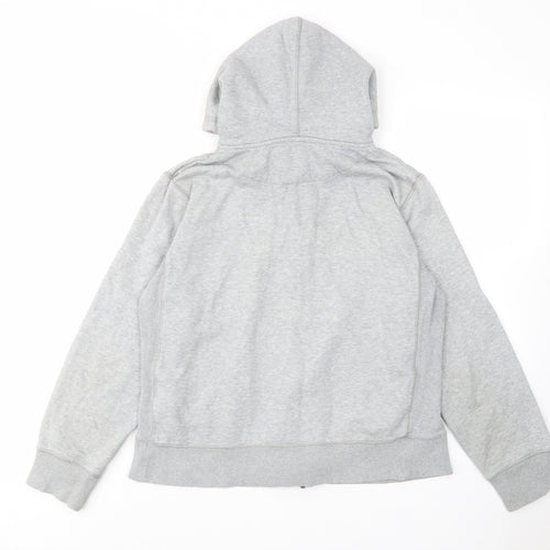 Nike Mens Grey Cotton Full Zip Hoodie Size M - Pockets, Logo, Embroided