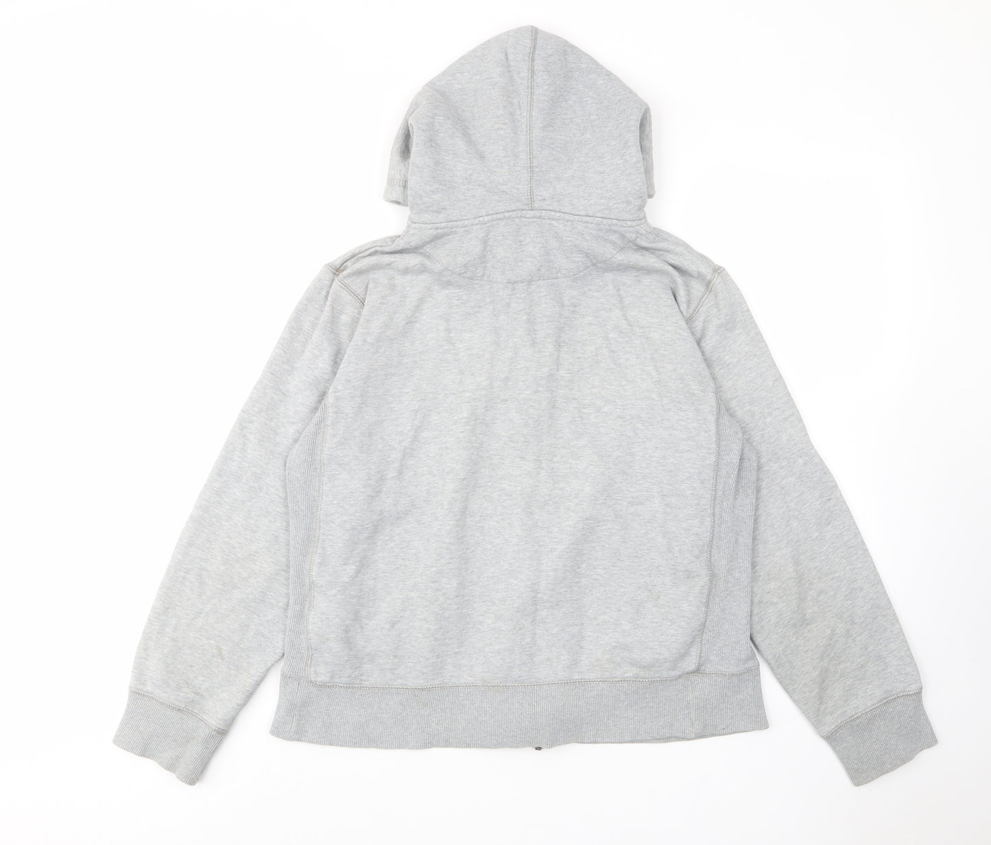 Nike Mens Grey Cotton Full Zip Hoodie Size M - Pockets, Logo, Embroided