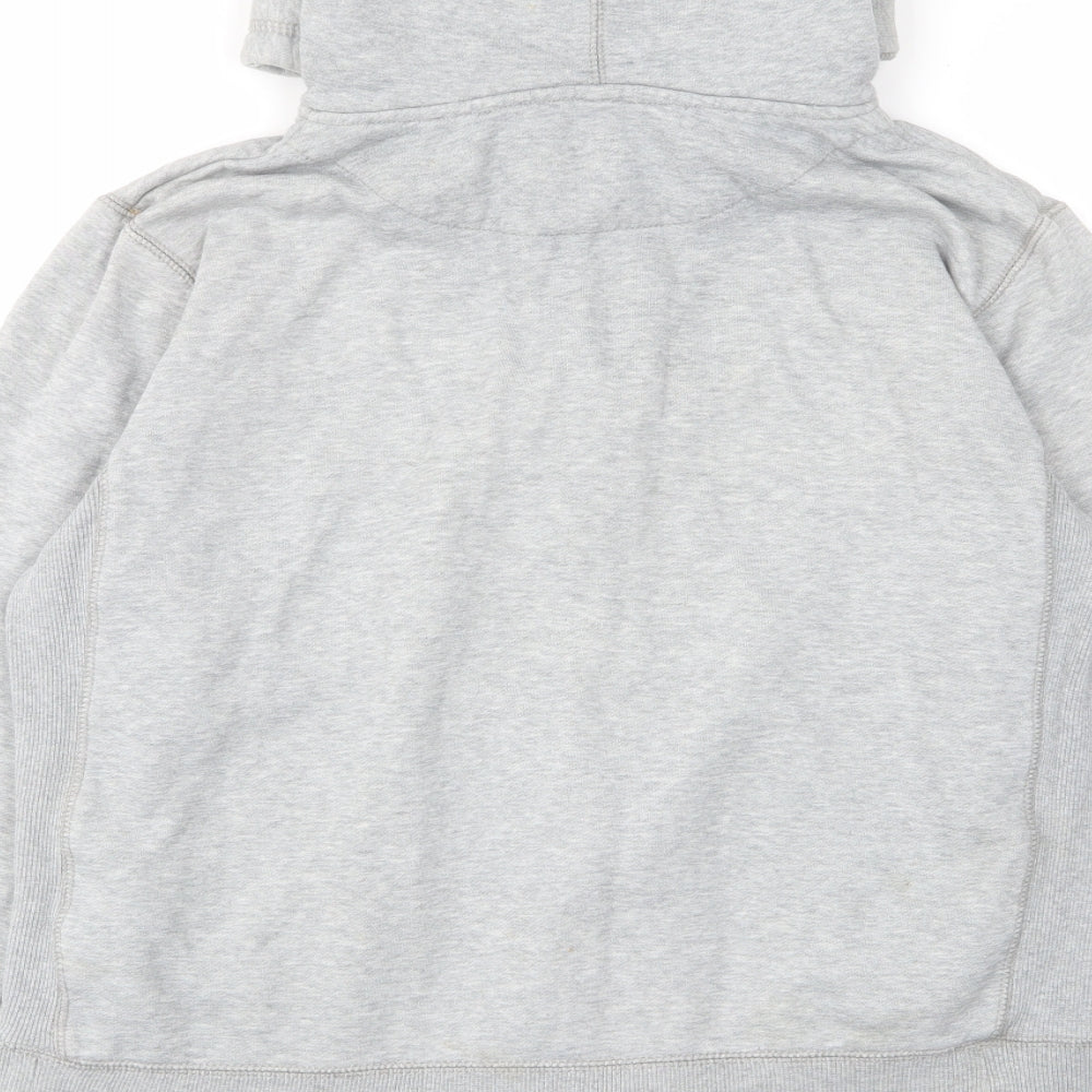 Nike Mens Grey Cotton Full Zip Hoodie Size M - Pockets, Logo, Embroided