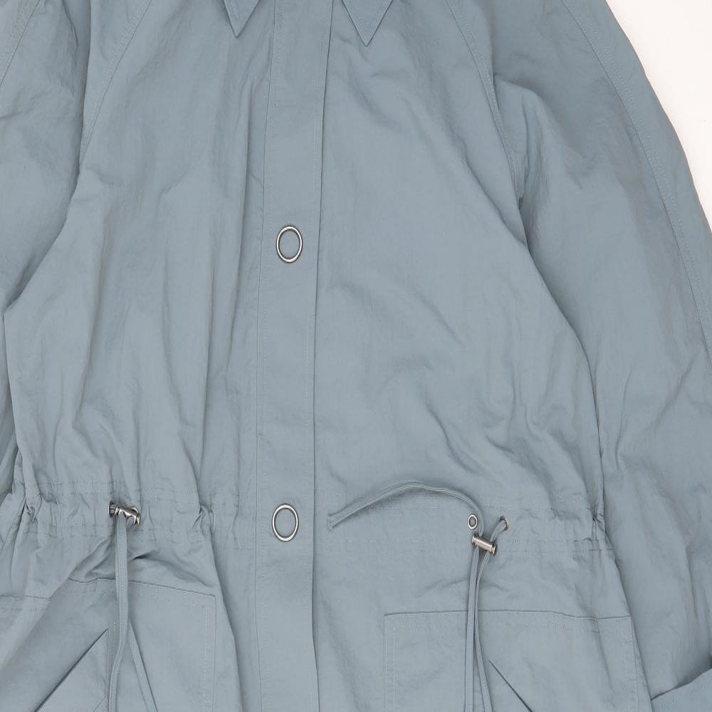 French Connection Womens Blue Trench Coat Coat Size M Button - Pockets, Collared