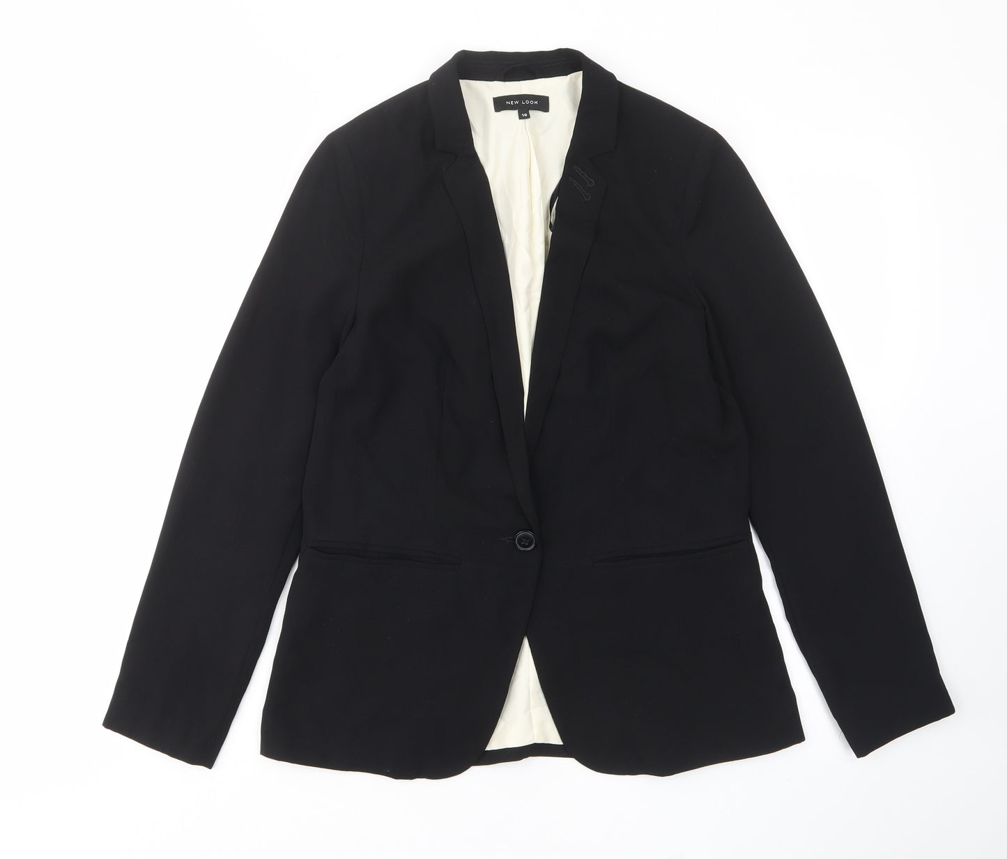 New London Womens Black Jacket Blazer Size 10 Button - Pockets