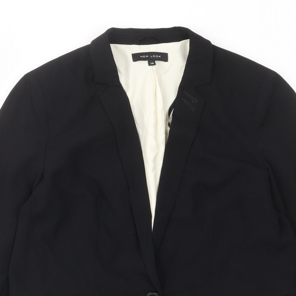 New London Womens Black Jacket Blazer Size 10 Button - Pockets