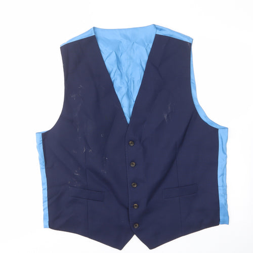 Marks and Spencer Mens Blue Wool Jacket Suit Waistcoat Size 44 Regular