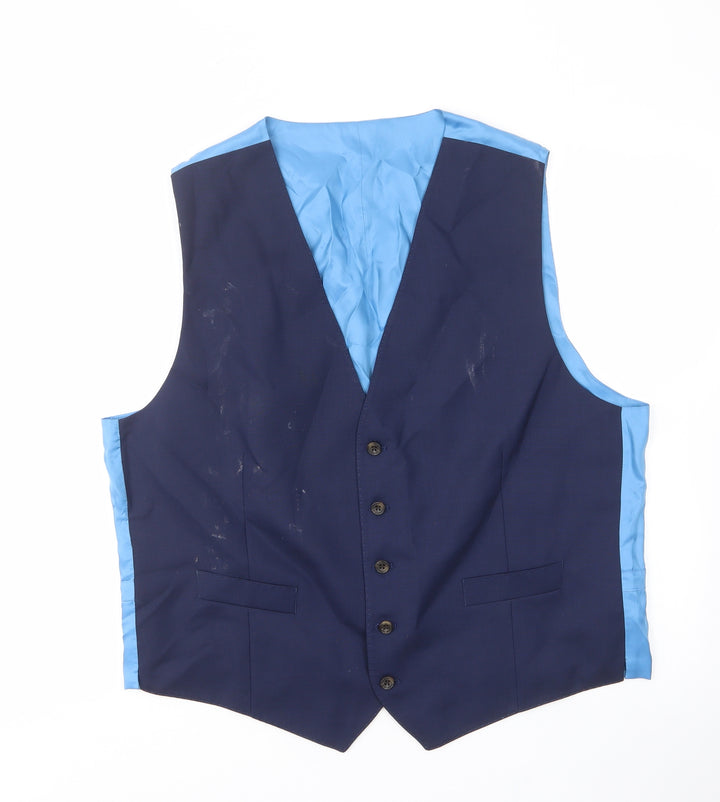 Marks and Spencer Mens Blue Wool Jacket Suit Waistcoat Size 44 Regular
