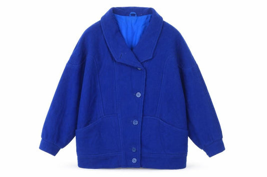 Front view of Littlewoods women’s blue jacket, size UK 12, button - pockets, collared