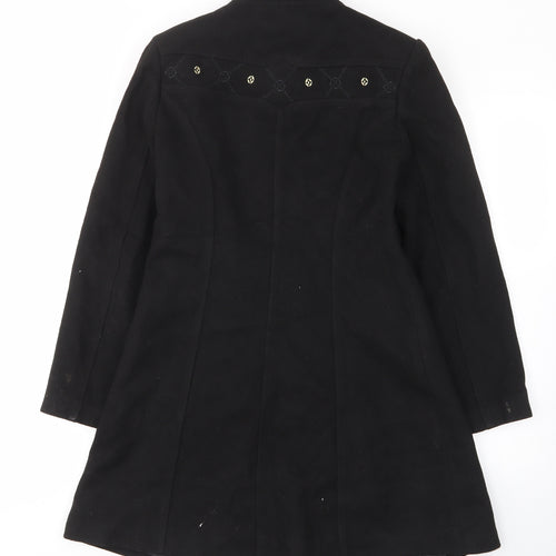 Tasan Womens Black Argyle/Diamond Overcoat Coat Size S Snap - Pockets, Embroided, Collared, Gitter