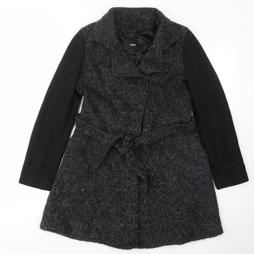 ASOS Womens Grey Overcoat Coat Size 10 Zip - Pockets, Belted