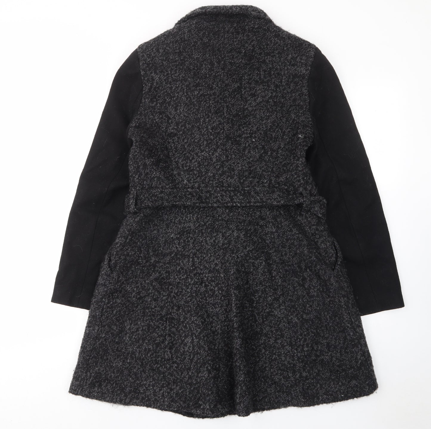 ASOS Womens Grey Overcoat Coat Size 10 Zip - Pockets, Belted
