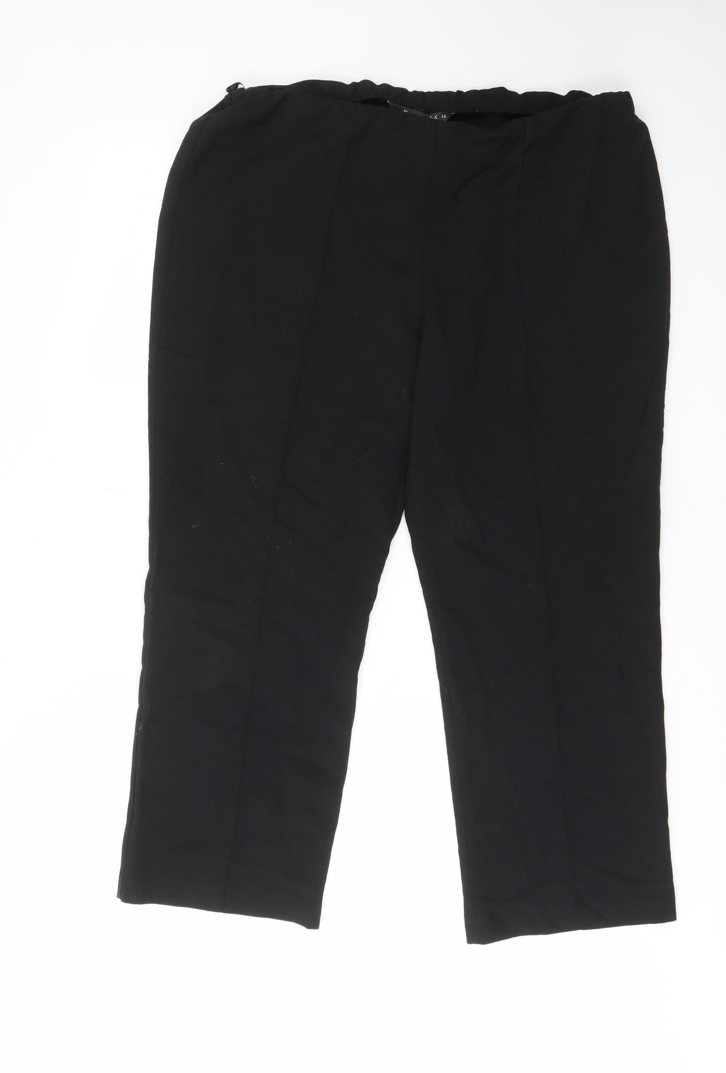 Bonmarché Womens Black Polyester Trousers Size 16 L25 in Regular - Elastic waist