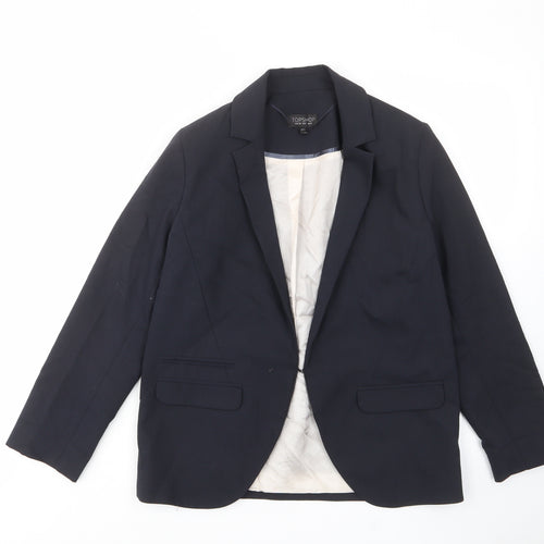 Topshop Womens Blue Jacket Blazer Size 10 Hook & Eye