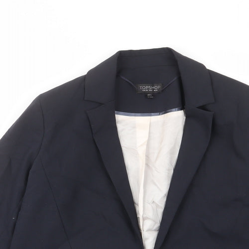 Topshop Womens Blue Jacket Blazer Size 10 Hook & Eye