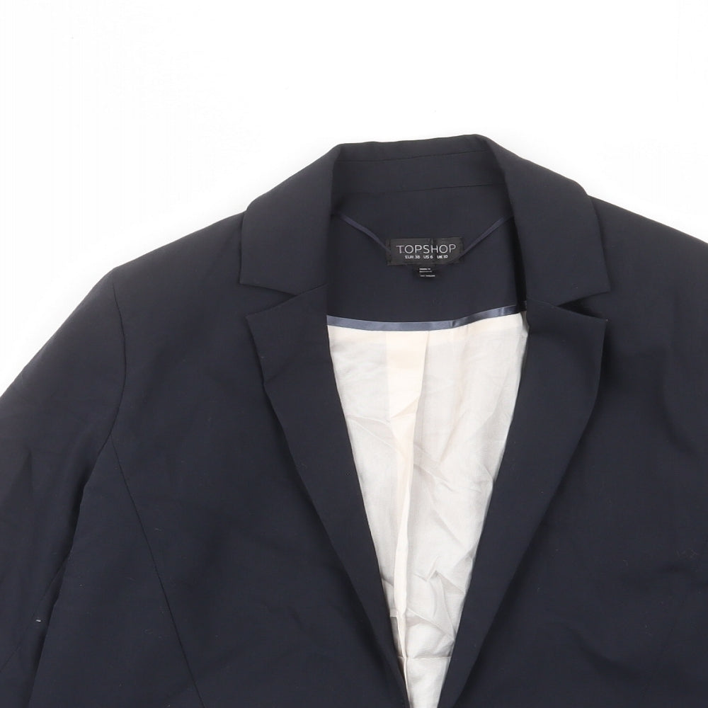 Topshop Womens Blue Jacket Blazer Size 10 Hook & Eye