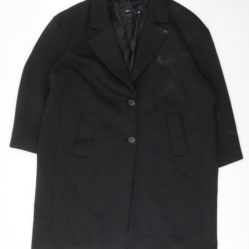 ASOS Womens Black Overcoat Coat Size 18 Button - Pockets