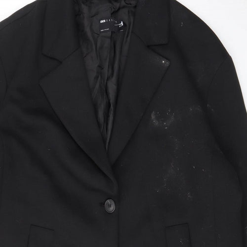 ASOS Womens Black Overcoat Coat Size 18 Button - Pockets