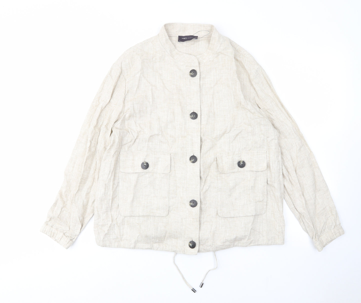 Marks and Spencer Womens Beige Jacket Size 14 Zip - Pockets