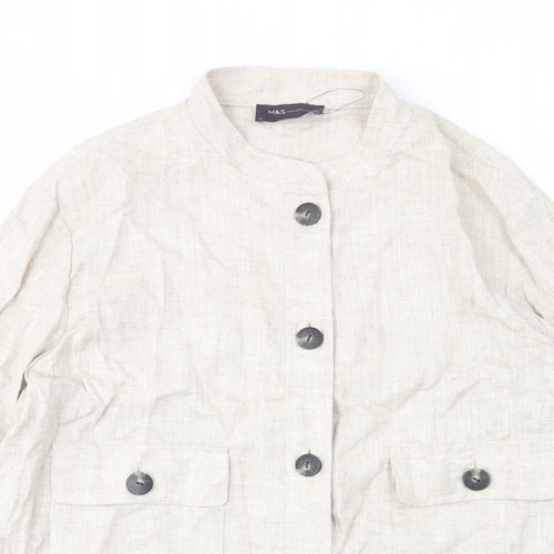 Marks and Spencer Womens Beige Jacket Size 14 Zip - Pockets