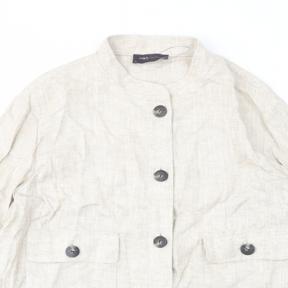 Marks and Spencer Womens Beige Jacket Size 14 Zip - Pockets