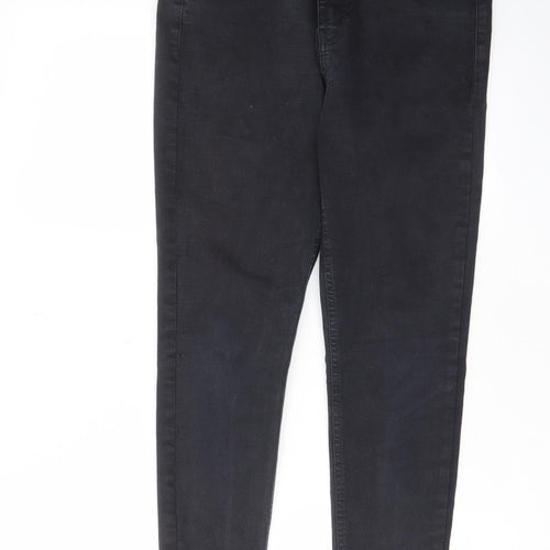 Topshop Womens Black Cotton Skinny Jeans Size 32 in L27 in Regular Zip - Pockets, Belt Loops