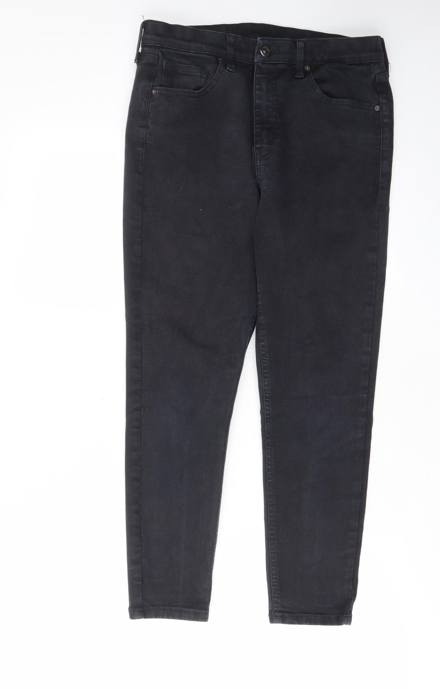 Topshop Womens Black Cotton Skinny Jeans Size 32 in L27 in Regular Zip - Pockets, Belt Loops