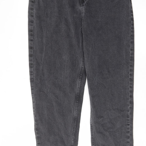 Denim & Co. Womens Grey Cotton Straight Jeans Size 8 L28 in Regular Zip - Pockets, Belt Loops