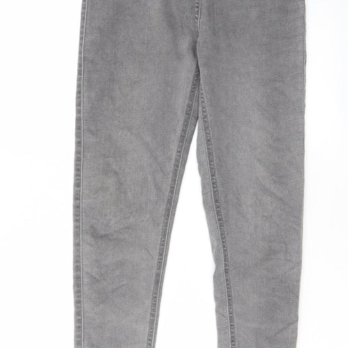 M&Co Girls Grey Cotton Skinny Jeans Size 11-12 Years L25 in Regular Zip - Pockets