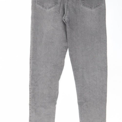 M&Co Girls Grey Cotton Skinny Jeans Size 11-12 Years L25 in Regular Zip - Pockets