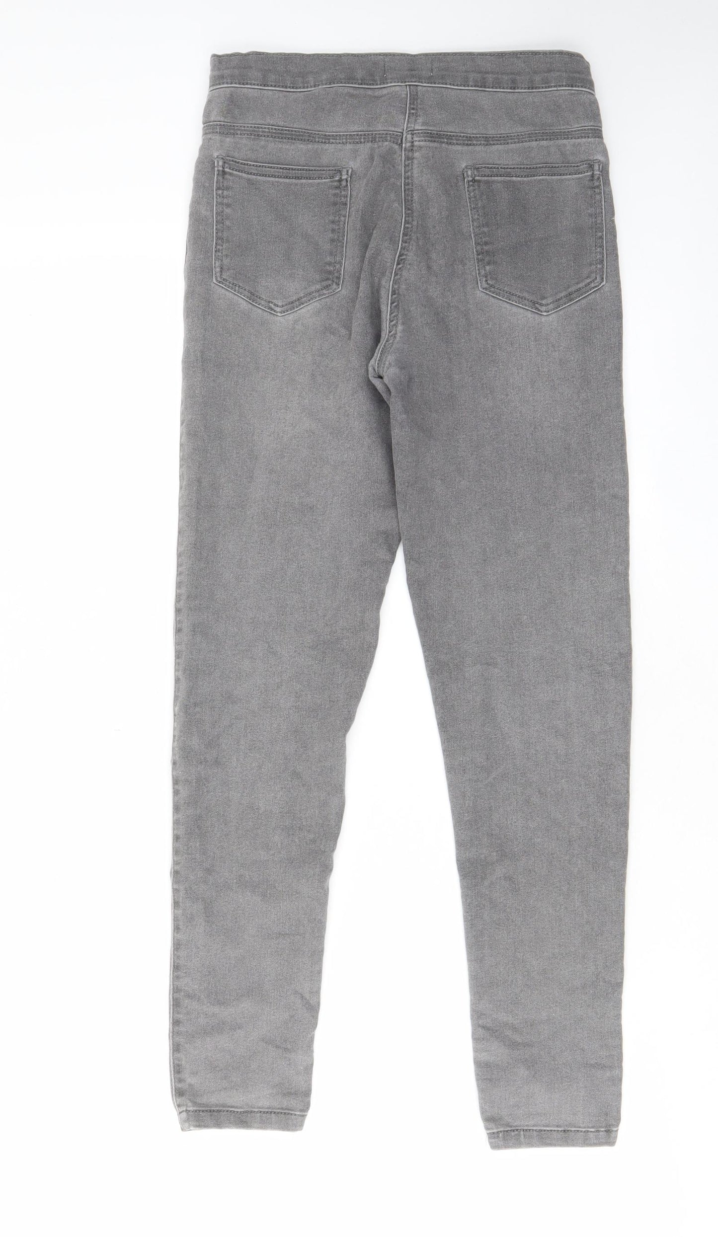 M&Co Girls Grey Cotton Skinny Jeans Size 11-12 Years L25 in Regular Zip - Pockets