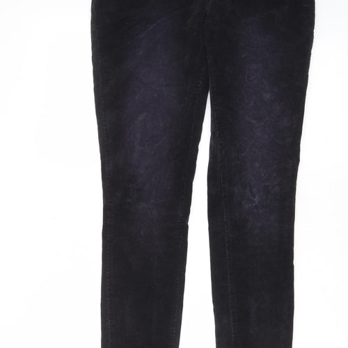 Indigo Womens Blue Cotton Trousers Size 8 L31 in Regular Zip - Pockets, Belt Loops, Zips