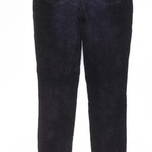 Indigo Womens Blue Cotton Trousers Size 8 L31 in Regular Zip - Pockets, Belt Loops, Zips