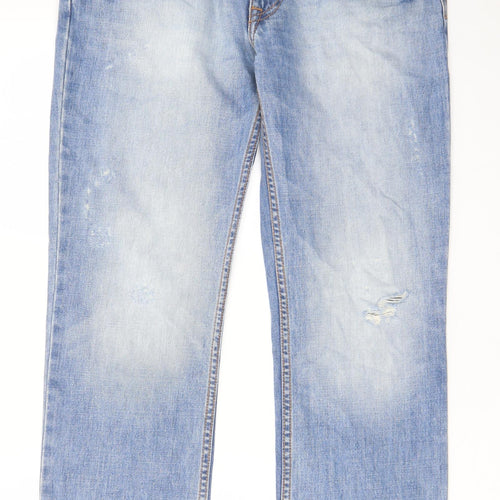 Burton Mens Blue Cotton Straight Jeans Size 34 in L30 in Slim Zip - Short leg, Pockets