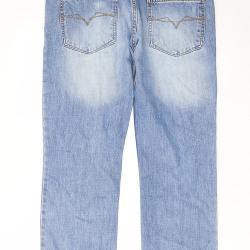 Burton Mens Blue Cotton Straight Jeans Size 34 in L30 in Slim Zip - Short leg, Pockets