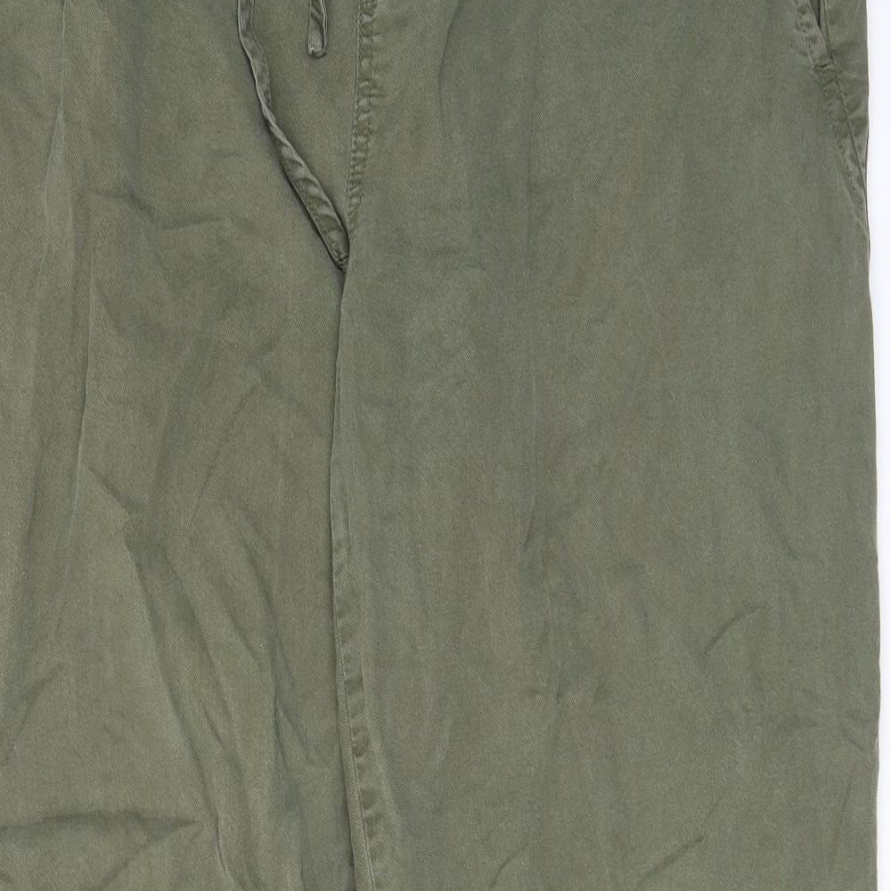 Long Tall Sally Womens Green Lyocell Trousers Size 22 L32 in Regular Tie - Pockets, Elastic waist