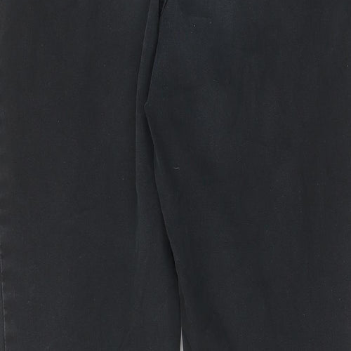 Marks and Spencer Womens Black Cotton Chino Trousers Size 12 L27 in Regular Zip - Pockets, Belt Loops