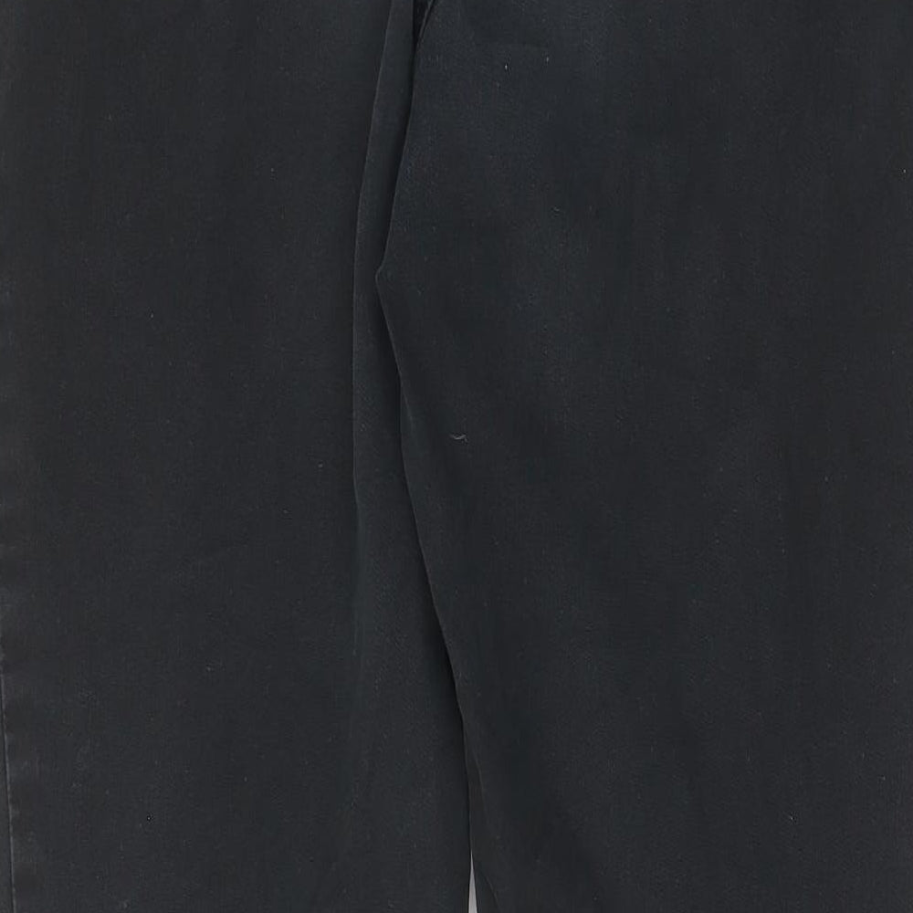 Marks and Spencer Womens Black Cotton Chino Trousers Size 12 L27 in Regular Zip - Pockets, Belt Loops
