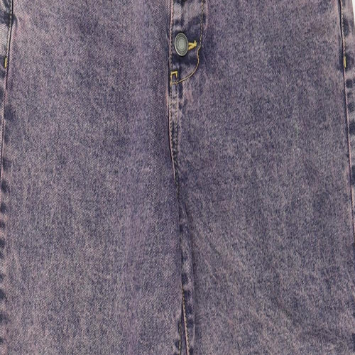 Stradivarius Womens Blue Cotton Straight Jeans Size 10 L25 in Regular Button - Pink acid wash, Pockets