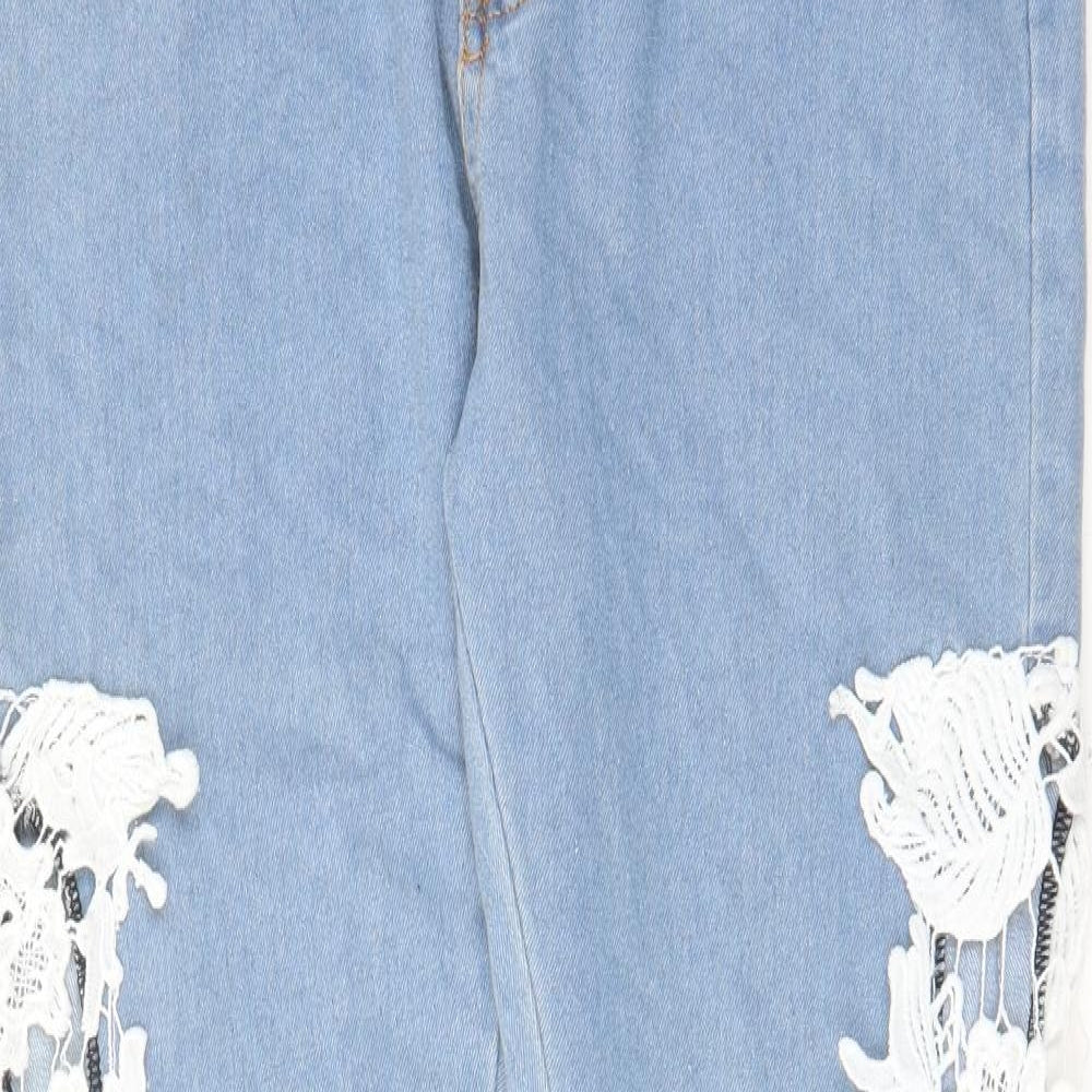 CBR Womens Blue Cotton Straight Jeans Size XL L29 in Regular Zip - Pockets, Belt Loops, Crochet