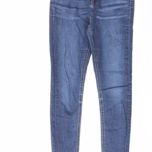Miss Selfridge Womens Blue Cotton Skinny Jeans Size 6 L30 in Regular Zip - Pockets, Belt Loops