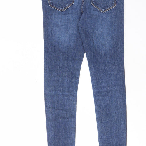 Miss Selfridge Womens Blue Cotton Skinny Jeans Size 6 L30 in Regular Zip - Pockets, Belt Loops